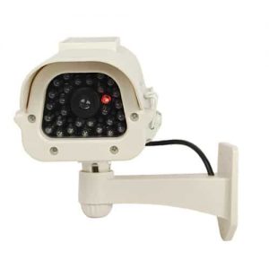 Dummy CCTV Camera With Solar Chargeable Battery Red LED White Front