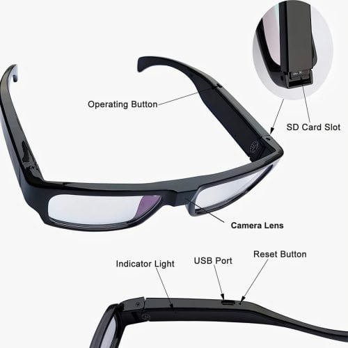 Hidden Camera Glasses Functions Graphic
